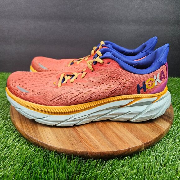 Hoka One One Clifton 8 Shoes Mens 9.5 D Fiesta Bluing Running 1119393 FBLN